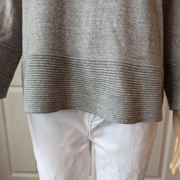 Bartolini Grey Wool Blend Sweater with Ribbed Detail Size XL Made in Italy - Picture 4 of 8